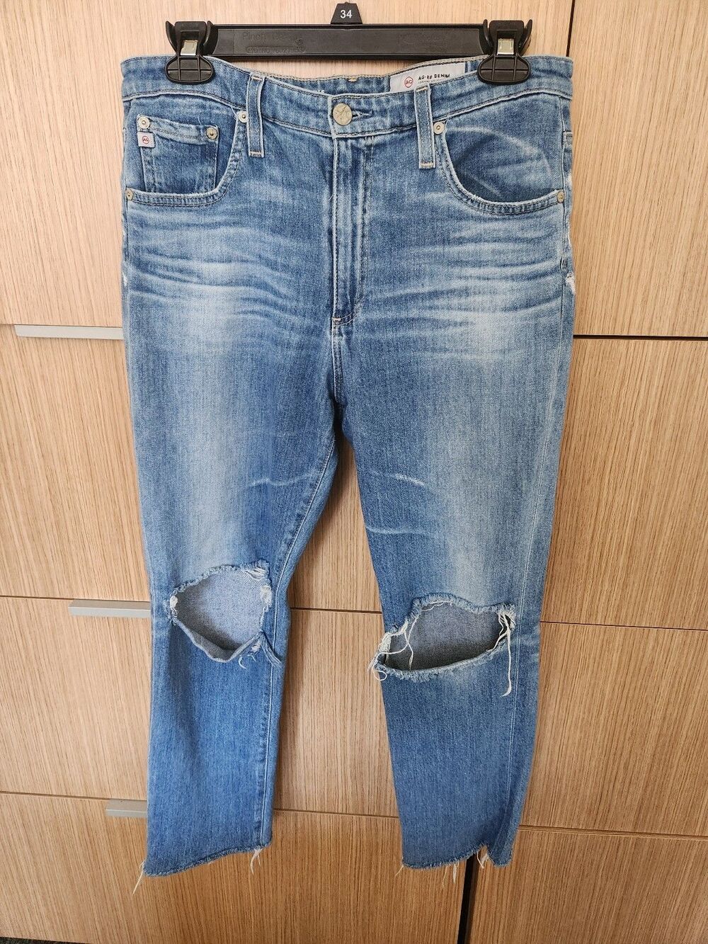 Adriano Goldschmied "The Isabelle" High Rise Straight Crop Distressed 30R/10R